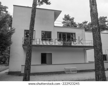 DESSAU, GERMANY - JUNE 13, 2014: Bauhaus masters houses designed in 1925 for Walter Gropius, Laszlo Moholy Nagy, Lyonel Feininger, Georg Muche, Oskar Schlemmer, Wassily Kandinsky and Paul Klee