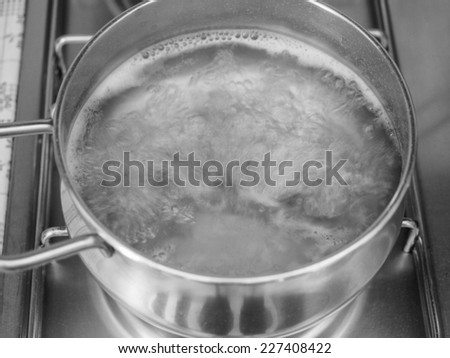 Pasta in boiling water in a pan