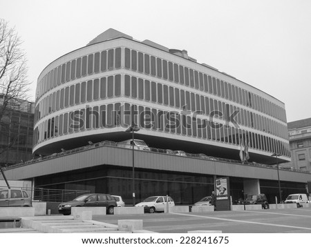TURIN, ITALY - MARCH 01, 2007: The Turin Commerce Chamber building was designed by famous Italian architect Carlo Mollino