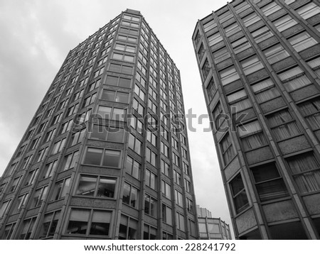 LONDON, ENGLAND, UK - MARCH 04, 2009: The Economist Building designed in 1962 by Alison and Peter Smithson is a masterpiece of new brutalist architecture