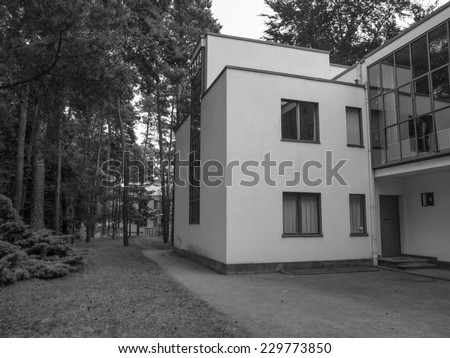 DESSAU, GERMANY - JUNE 13, 2014: Bauhaus masters houses designed in 1925 for Walter Gropius, Laszlo Moholy Nagy, Lyonel Feininger, Georg Muche, Oskar Schlemmer, Wassily Kandinsky and Paul Klee