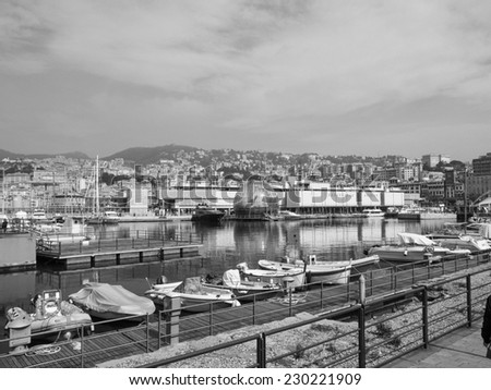GENOA, ITALY - MARCH 16, 2014: Since the construction of the new harbour for merchant ships, the old harbour called Porto Vecchio is still in use for cruise ships and small boats
