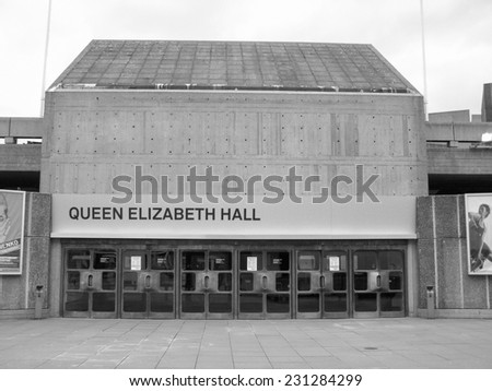 LONDON, ENGLAND, UK - MARCH 06, 2008: Queen Elizabeth Hall iconic masterpiece of the New Brutalism and world class music venue part of the South Bank Centre