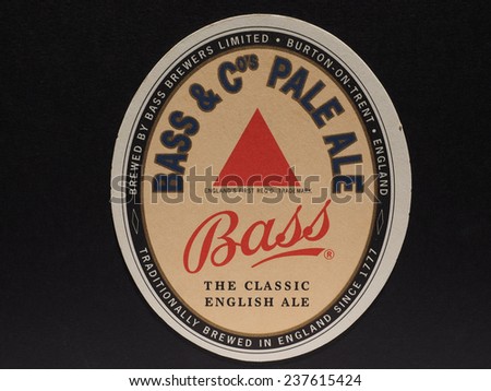 LONDON, UK - DECEMBER 11, 2014: Beermat of British beer Bass