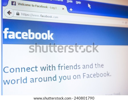 SAN FRANCISCO, USA - DECEMBER 23, 2014: Home page of social network site Facebook