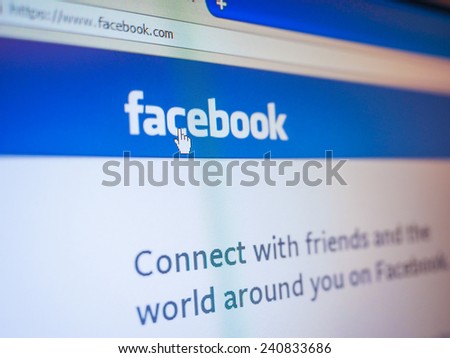 SAN FRANCISCO, USA - DECEMBER 23, 2014: Home page of social network site Facebook