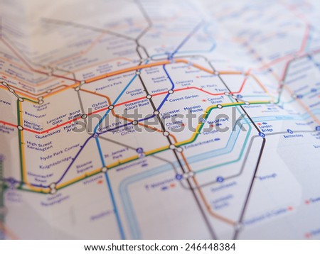 LONDON, UK - JANUARY 10, 2015: Tube map of the London Underground subway lines
