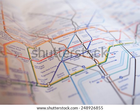 LONDON, UK - JANUARY 10, 2015: Tube map of the London Underground subway lines