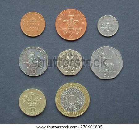 British Pounds coins (UK currency) over a dark background