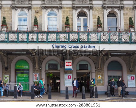 LONDON, UK - JUNE 09, 2015: Charing Cross national rail station
