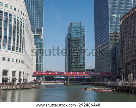LONDON, UK - JUNE 11, 2015: The Canary Wharf business centre is the largest business district in the United Kingdom