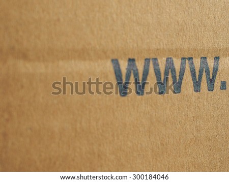 Brown corrugated cardboard box with www internet address