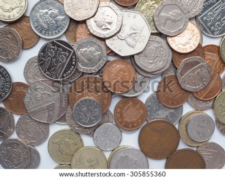 LONDON, UK - AUGUST 01, 2015: British Pound coins currency of the United Kingdom