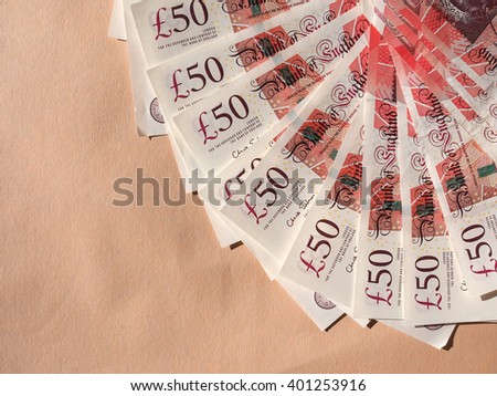 Fifty British Pound banknotes currency of the United Kingdom