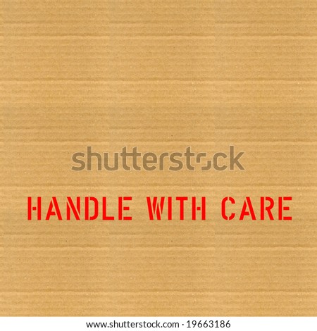 Fragile corrugated cardboard packet Handle with care