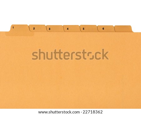 Office folder with numbered tabs isolated on white