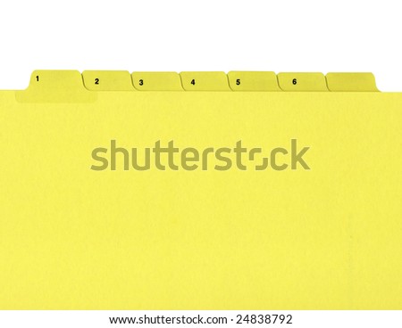 Office folder with numbered tabs isolated on white