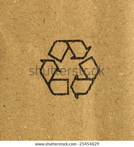 Brown corrugated cardboard with recycle symbol