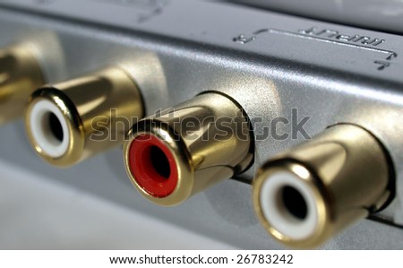RCA phono sockets for stereo audio plugs
