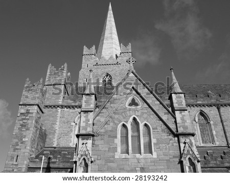 Christ Church in Dublin, gothic architecture style - in Black and White