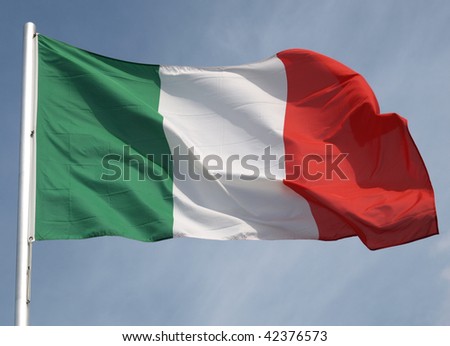 Flag of Italy over a blue sky