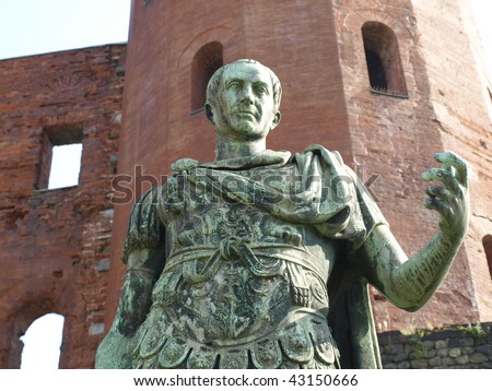 A bronze roman statue in Turin, Italy