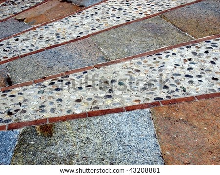 Stone paving floor of a street sidewalk