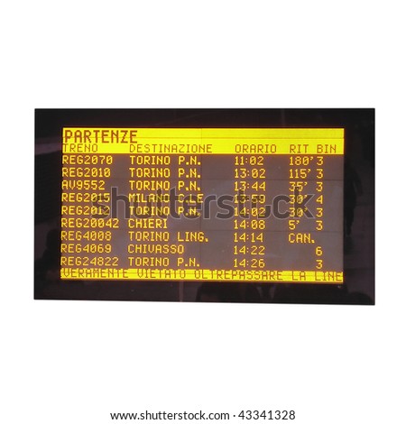 Italian train timetable