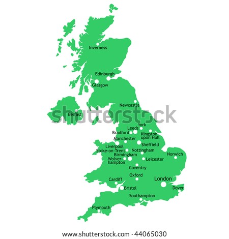 map of uk with cities. stock photo : UK map with main