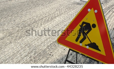 Road works with traffic sign - (16:9 ratio)