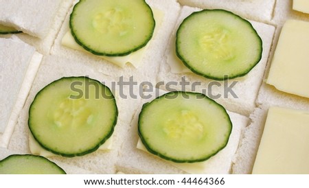 Traditional British cucumber sandwich with butter and bread - (16:9 ratio)
