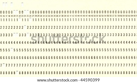 Vintage punched card for computer data storage isolated over white - (16:9 ratio)