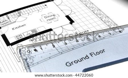Technical architectural CAD drawing with ruler - (16:9 ratio)