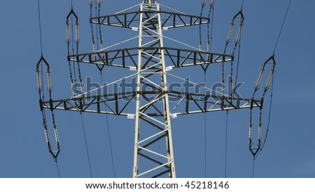 Electric transmission line tower mast with wires - (16:9 ratio)
