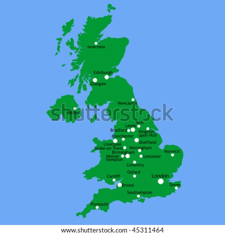 map of uk with cities. stock vector : UK map with