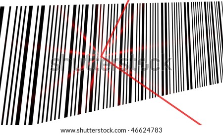 Illustration of a barcode with red laser light - (16:9 ratio)
