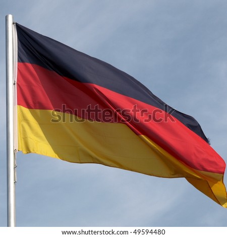 Flag of Germany over a blue sky