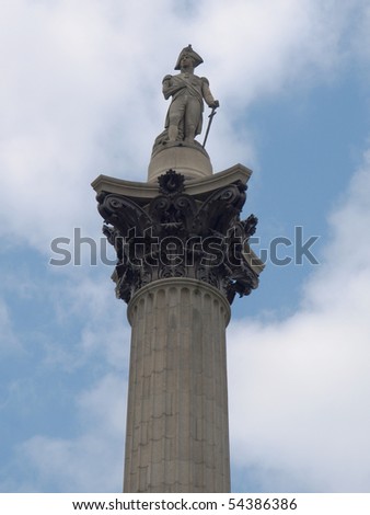Nelson Column monument in Trafalgar Square, London, UK