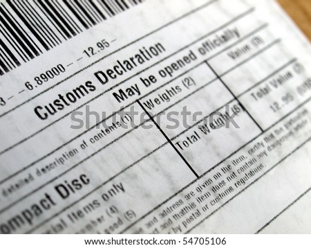 Customs declaration on a foreign packet parcel