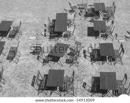 Tables and chairs of a dehors alfresco bar restaurant pub