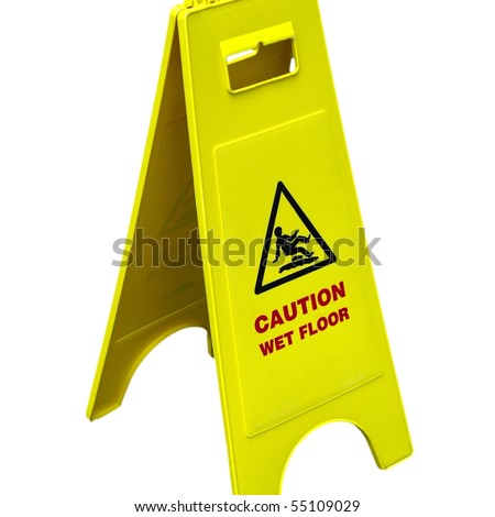 slippery when wet sign. stock photo : Caution wet