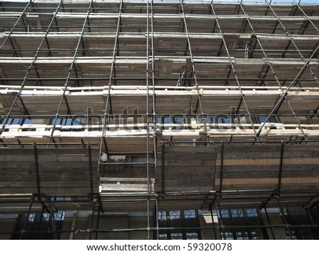 Temporary scaffold for construction works at building site