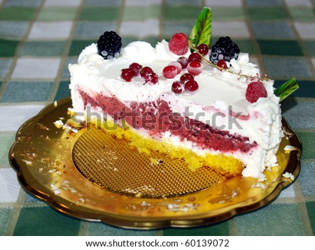 Pie or cake with fruit and icecream