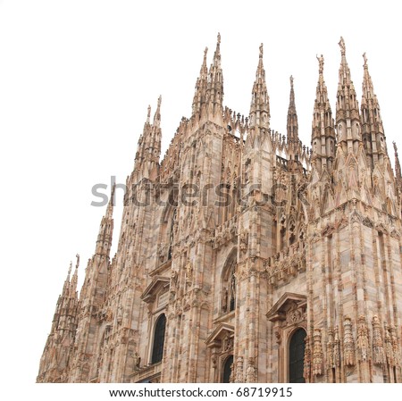 Duomo di Milano, Milan gothic cathedral church - isolated over white background
