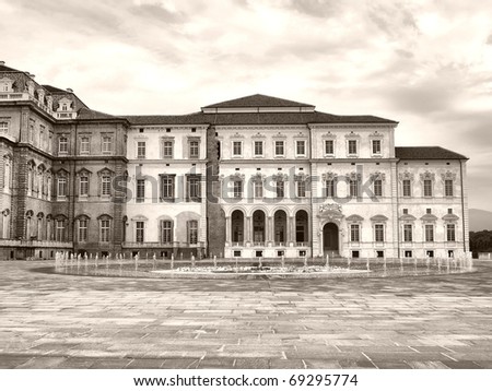 Reggia baroque royal palace in Venaria Reale, Turin, Italy - high dynamic range HDR - black and white