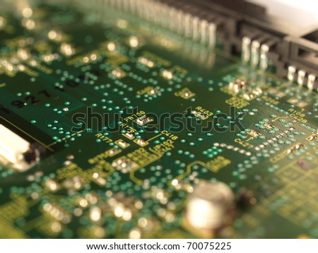 Detail of an electronic printed circuit board - selective focus