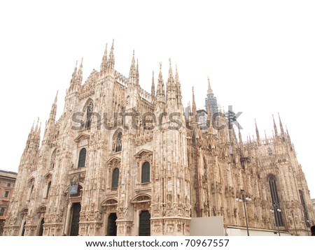 Duomo di Milano, Milan gothic cathedral church - isolated over white background