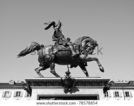 Caval ed Brons (Bronze Horse) monument in Piazza San Carlo, Turin