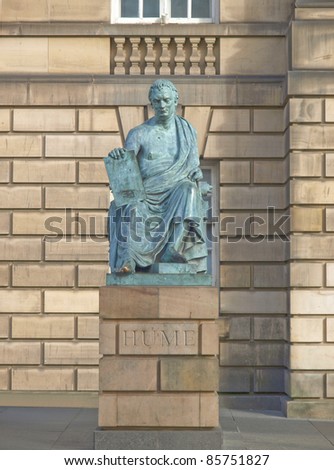 Statue of David Hume in Edinburgh, philosopher historian of Western philosophy and Scottish Enlightenment