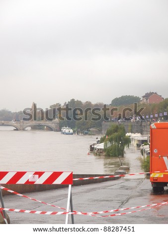 TURIN, ITALY - NOVEMBER 7: The River Po, Italy\'s longest river, rose 4m (13 feet) causing flood as thousands were told to evacuate November 7, 2011 in Turin, Italy